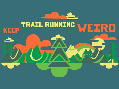 UltraSignup.com Keep Trail Running Weird illustration mountains merchandise graphic outdoor company illustration outdoor startup running trail illustration trail running illustration weird branding