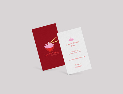 Lily Pad Thai | Business Card Design 🥢 🌸 asian brand brand identity branding business card design food graphic design identity illustration logo print stationary thai thailand