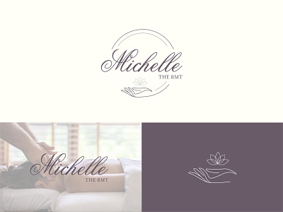 Michelle, The RMT animal care brand mark branding branding and identity business canada design graphic design hand icon logo logo design lotus flower massage massage therapy minimal logo mockup personal care therapy