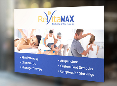 Revita Max brand identity chiropractor etobicoke graphic design massage therapy window sticker