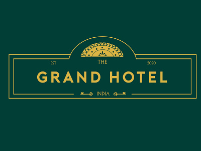 The Grand Hotel brand design branding design gold green hotel india indore logo logo design modern logo