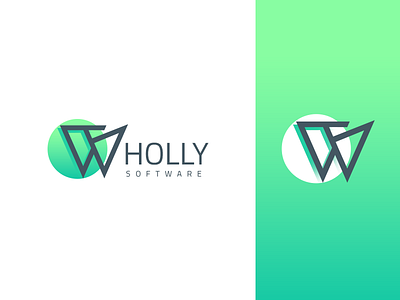 Wholly Software company creation creative design green logo software w logo