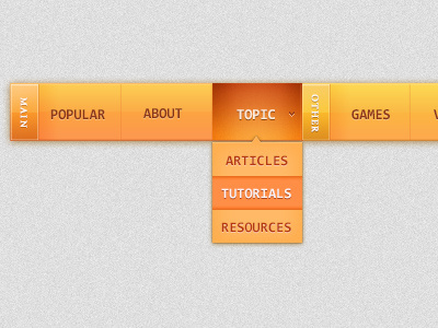 A Navigation Menu dropdown hover menu navigation orange ui webdesign