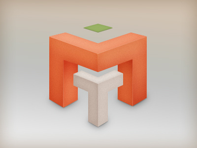 MT logo background cube illustration logo orange solid