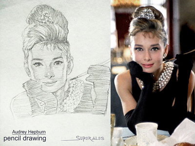 Portrait Drawing - Audrey Hepburn 50s 60s art artist artwork audrey hepburn charcoal drawing drawing illustration pencil portrait traditional art vintage