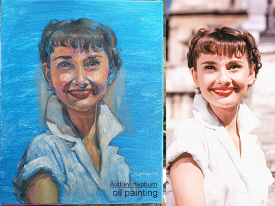 Oil Painting Portrait - Audrey Hepburn