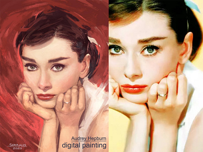 Digital Painting Portrait - Audrey Hepburn