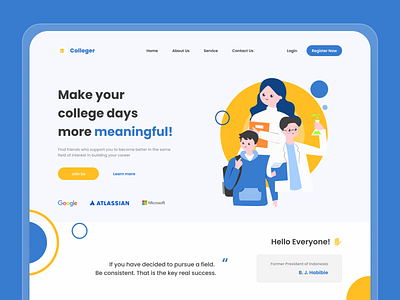 Colleger Landing Page Exploration college flat design landing page design ui design ui ux design university web design webdesign website design