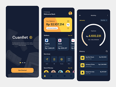 Cuanllet - Finance Mobile App app cuanllet design finance mobile app ui ui design uidesign uiux ux