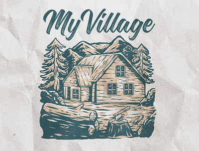 My Village vintage design adventure apparel clothing homie illustration mountain outdoor tshirdesign vintage