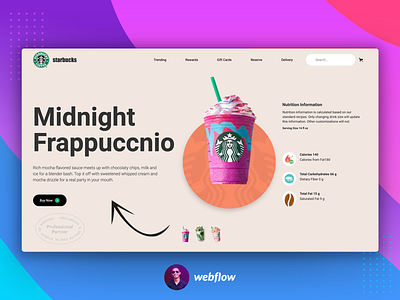 Webflow Starbucks Landing page design | Custom Product slider design graphic design landing page product landing page ui web webflow webflow interactions