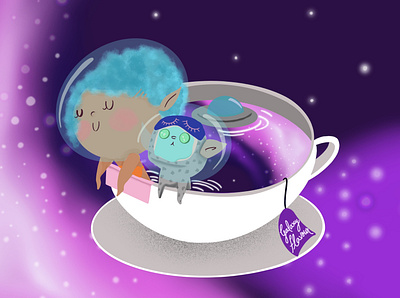 Galaxy spa app art artwork branding cartoon character design design galaxy graphic design iconography illustration illustration art illustrator procreate space tea uidesign ux design