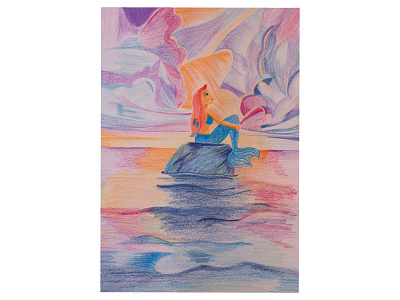 Mermaid looking at sky art artwork color design graphic design illustraion illustration illustration art illustrations illustrator pencil pencil art pencil drawing pencil sketch shades