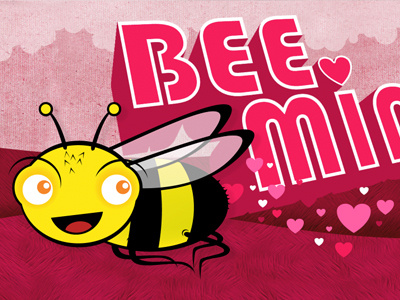 Chad Albers Bee Mine Valentine bee card character design graphic hearts valentine valentines day