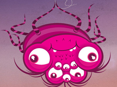 Purple Spider bug character color illustration spider