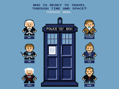 Who Do You Choose? 8 bit blue doctor who pixel sci fi space tardis time travel who