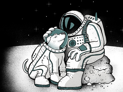 Always By My Side astronaut dog moon rock space spaceman suit