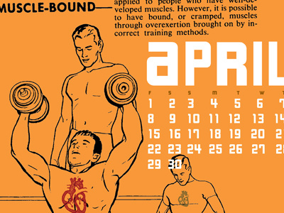 April - Muscle Bound calendar design graphic month text