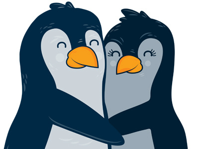 Keeping Warm christmas happy holiday hug love penguins snow winter