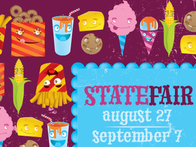 State Fair Friends Pattern candy characters corn drink fair food fries illustration pattern state