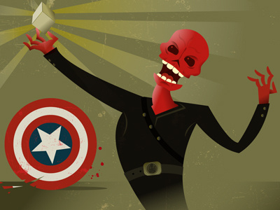 Red Skull - Victory! captain america design illustration red red skull shield skull star stripes