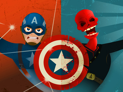 Captain America VS. Red Skull - FINAL captain america character design illustration movie poster red skull shield