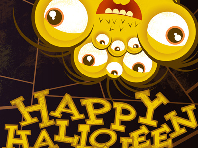 Halloween Spider- part 2 brown card character design eyes graphic illustration legs mouth spider type yellow