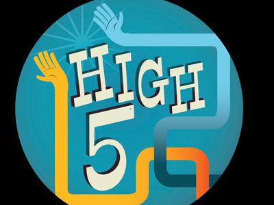 High-5! button design five graphic high 5 illustration logo