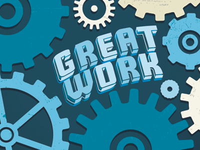 Great Work badge design gear graphic illustration recognition type