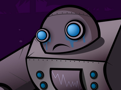 Blue Robot blue design drop eyes gears head illustration robot sad tear