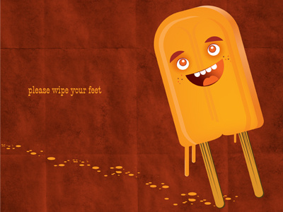 Please wipe your feet character design drips illustration popsicle spills texture treat