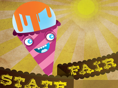 State Fair Countdown - number 9: Sno Cone character graphic illustration summer sun texture