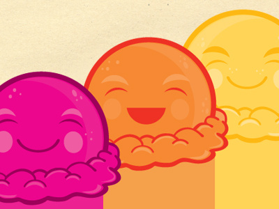 melting rainbow - in progress character design faces happy ice cream illustration melting rainbow