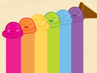 Melting Rainbow - Final colors cone cute ice cream illustration melt rainbow sweet