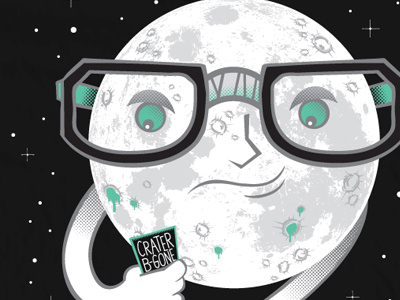 Crater Face Shirt black crater glasses green illustration moon nerd star taped