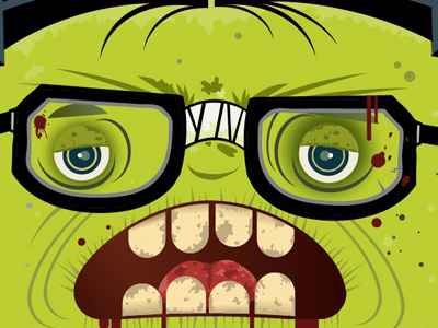 Zombie–Nerd albers blood chad doll drips glasses green illustration nerd paper teeth zombie