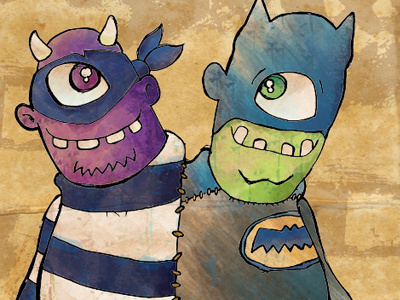 Twin Tricksters drawing illustration monster superhero villian