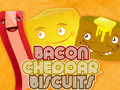 Bacon Cheddar Biscuits breakfast design illustration t shirt tee shirt