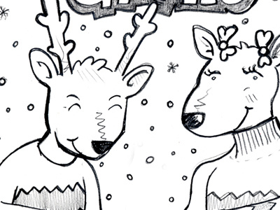 Reindeer Games card christmas reindeer sketch snow sweaters