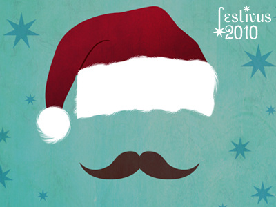 Festivus 2010 design hat holiday illustration invite mustache santa