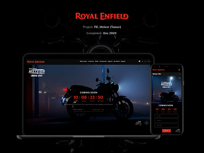 Royal Enfield Meteor Teaser Page clean design minimal motorcycle motorcyclebrand royalenfield royalenfieldmeteor teaser ui uidesign userinterfacedesign