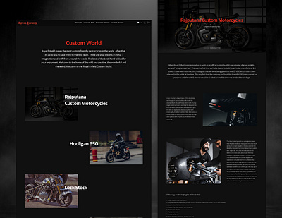 Royal Enfield Custom World Page Design adobexd design interactive landing page minimal motorcycle prototype royalenfield ui uidesign uiuxdesign