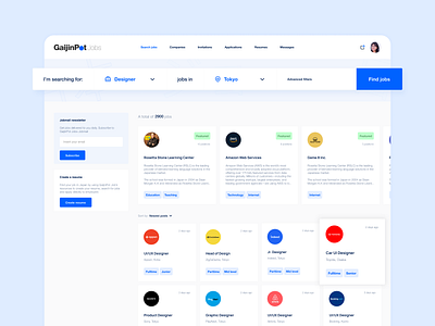 GaijnPot redesign branding design job job board job listing minimal ui ux work