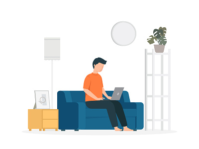 work from home avatar business cartoon character design flat future illustration life minimilist people simple ux vector website work