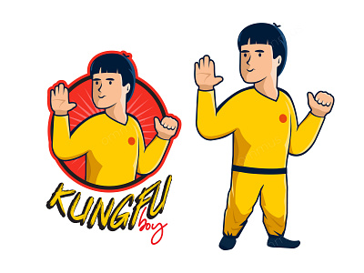 Kungfu cartoon cartoon character chinese design fighter flat illustration kungfu logo logotype mascot muathai people philosophy protection retro sport symbol vector vintage