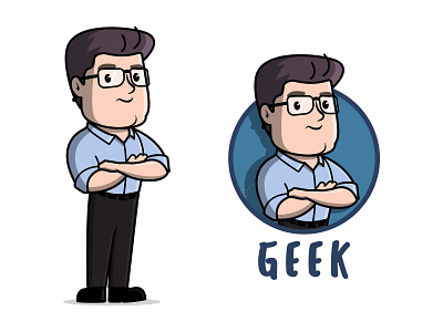 Geek mascot book cartoon character chic comic design enthusiast flat geek geeks geeky glasse illustration logo mascot retro smart symbol tshirt vector
