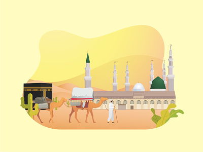 Mecca to Medina design hijri holidays illustration islamic moslem new year ramadhan vector