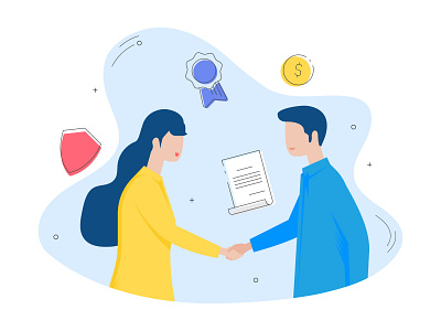 deal !! agreement badge branding business character design digital dollar dribbble flat flat design illustration people secure shield ui vector website