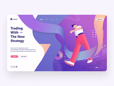Onomo - Landing Page app buy chart drawing finance illustration landing page pastel pie chart ribbon sell strategy trade trader trading trading website ui ux web website