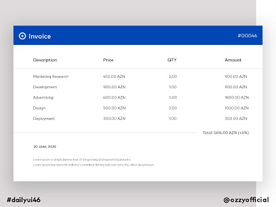 dailyui46 046 dailyui046 dailyuichallenge invoice